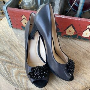 Alex Marie Jazmin Beaded Black Peep Toe‎ Pumps